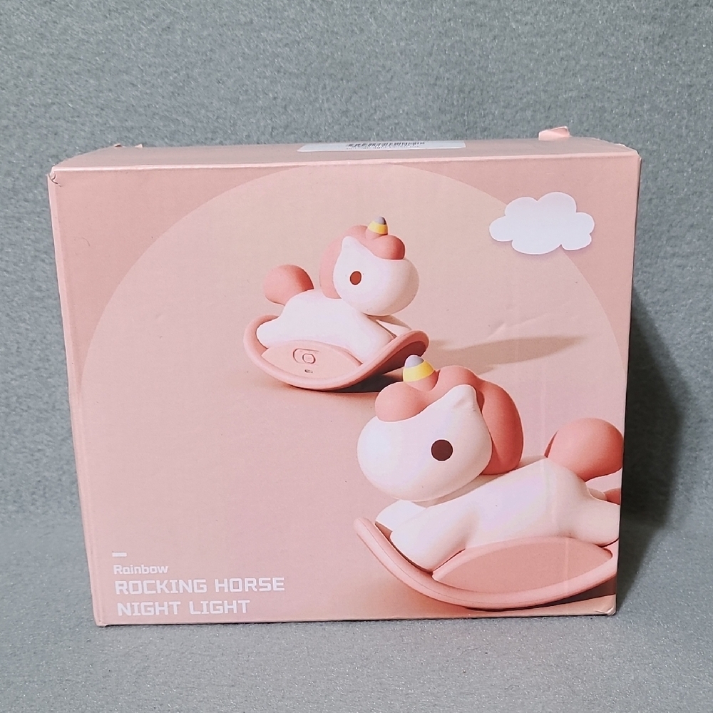 Rainbow Rocking Horse Blue‎ & White Nursery Night Light LED USB Rechargeable NEW